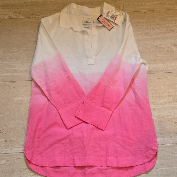 Vineyard Vines Tops - New Vineyard Vines Sweet Taffy Pink Ombre Linen Blend Lucaya Tunic